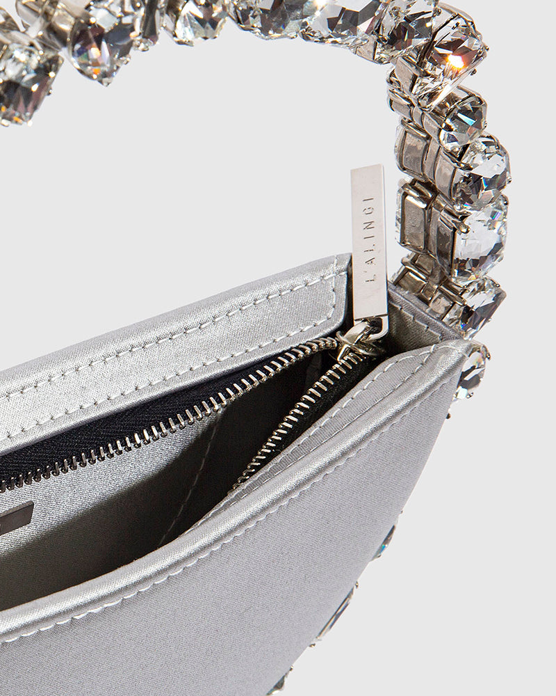L'alingi London Multi Eternity Silver Luxury Clutch with Swarovski stones