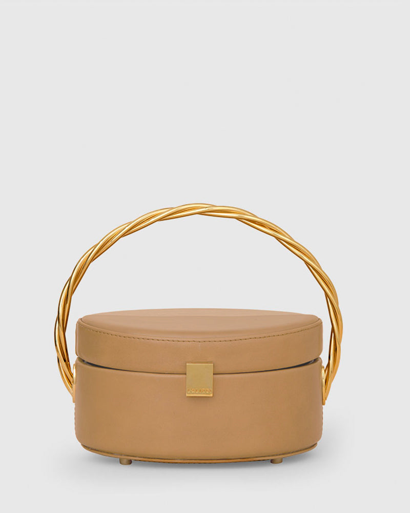 L'alingi London Leather Camel Trunk Clutch