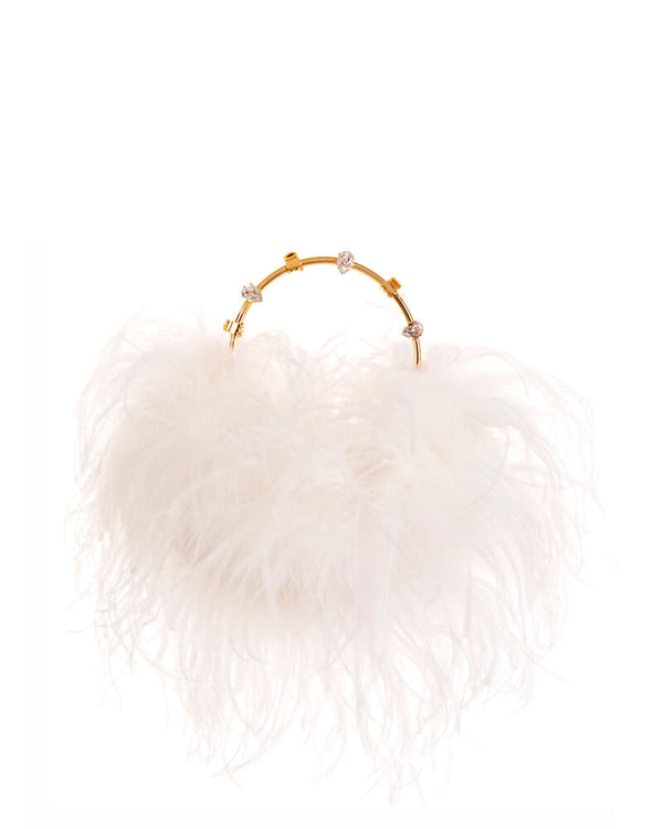 L'alingi London Pouch White Feathers Luxury Clutch
