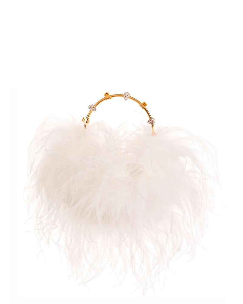 L'alingi London Pouch White Feathers Luxury Clutch