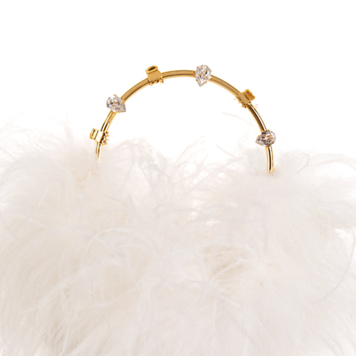 L'alingi London Pouch White Feathers Luxury Clutch