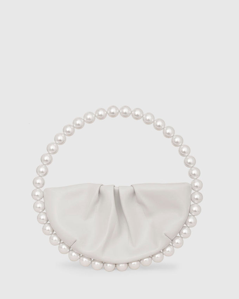L'alingi London Pearl White Leather Luxury Clutch