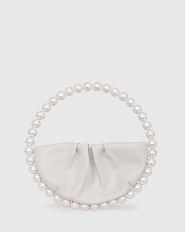L'alingi London Pearl White Leather Luxury Clutch