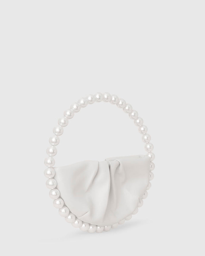 L'alingi London Pearl White Leather Luxury Clutch