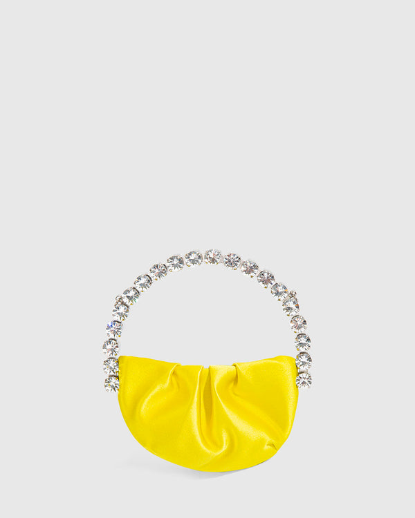 L'alingi London Yellow Satin Micro Eternity Luxury Clutch with Swarovski stones